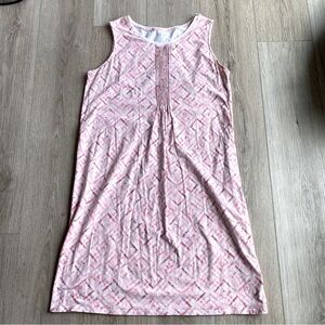 Lands’ End Pink White Geometric Dress Size L